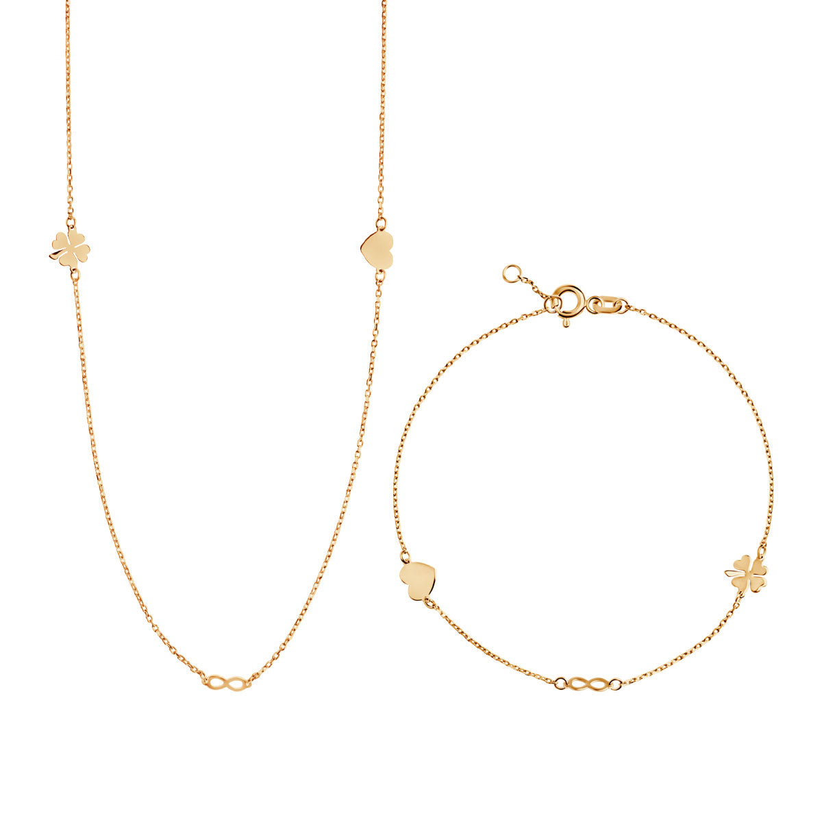 Komplet biżuterii złotej - na szczęście