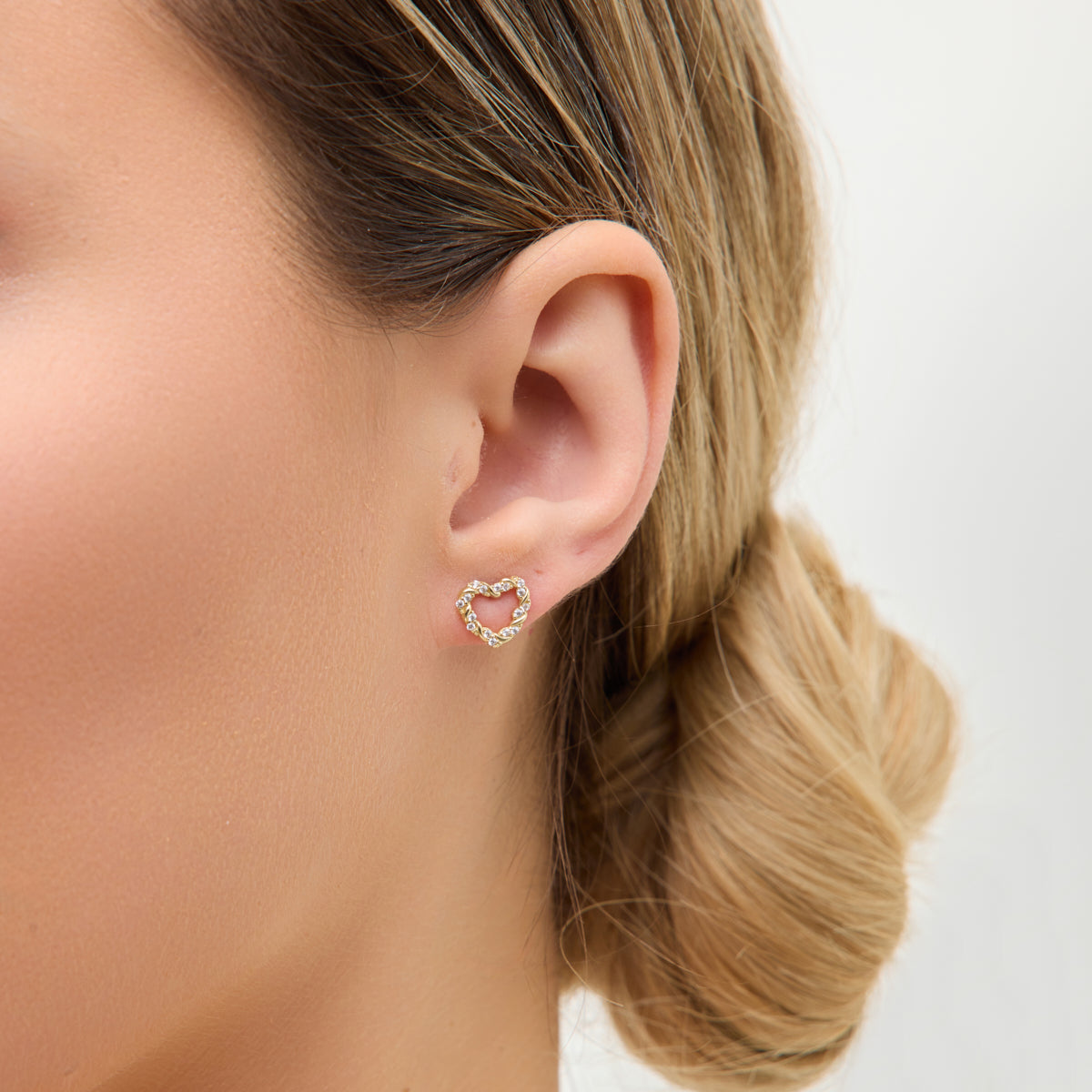 Komplet biżuterii złotej z cyrkoniami - serca