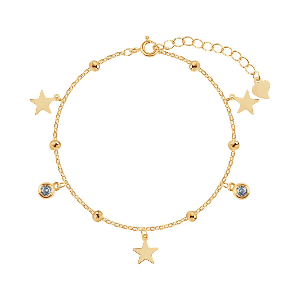 Komplet biżuterii srebrnej pozłacanej - gwiazdki