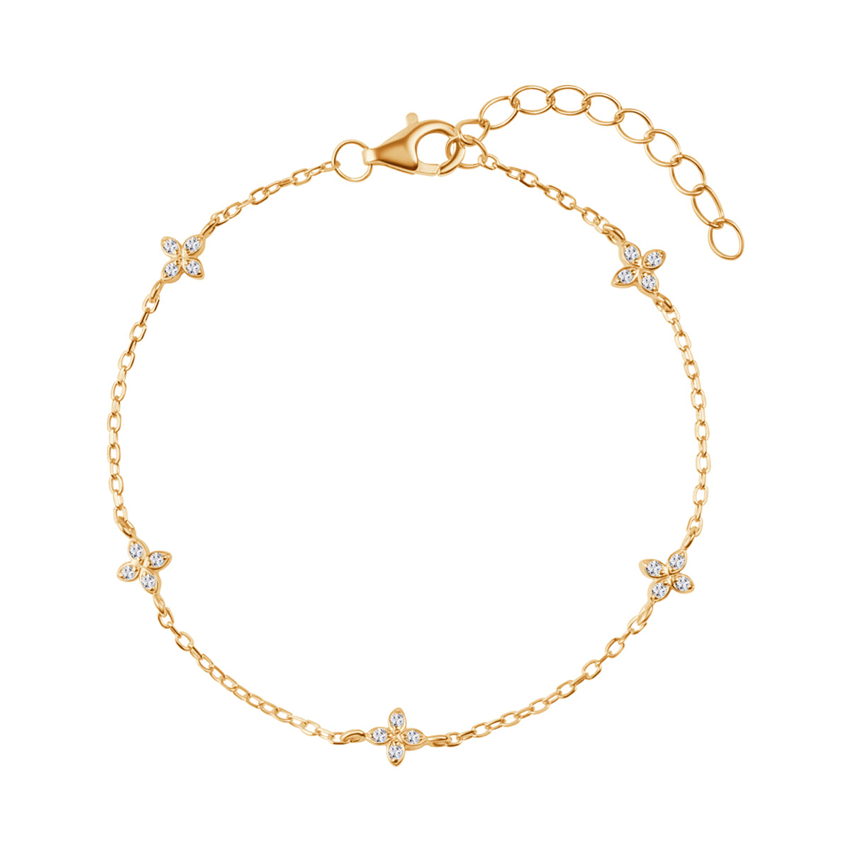 Komplet biżuterii srebrnej pozłacanej - kwiaty