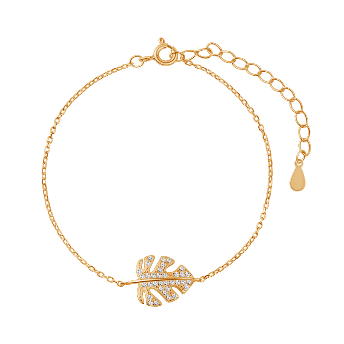 Komplet biżuterii srebrnej pozłacanej - monstera