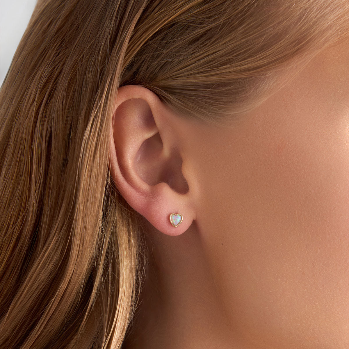 Komplet biżuterii złotej z syntetycznym opalem - serca