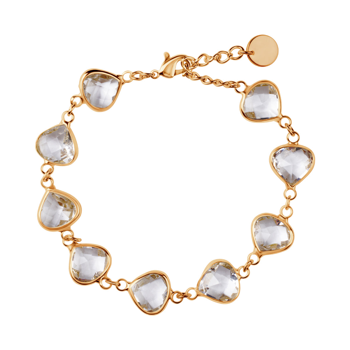 Komplet biżuterii z mosiądzu pozłacany z bezbarwnym oczkiem