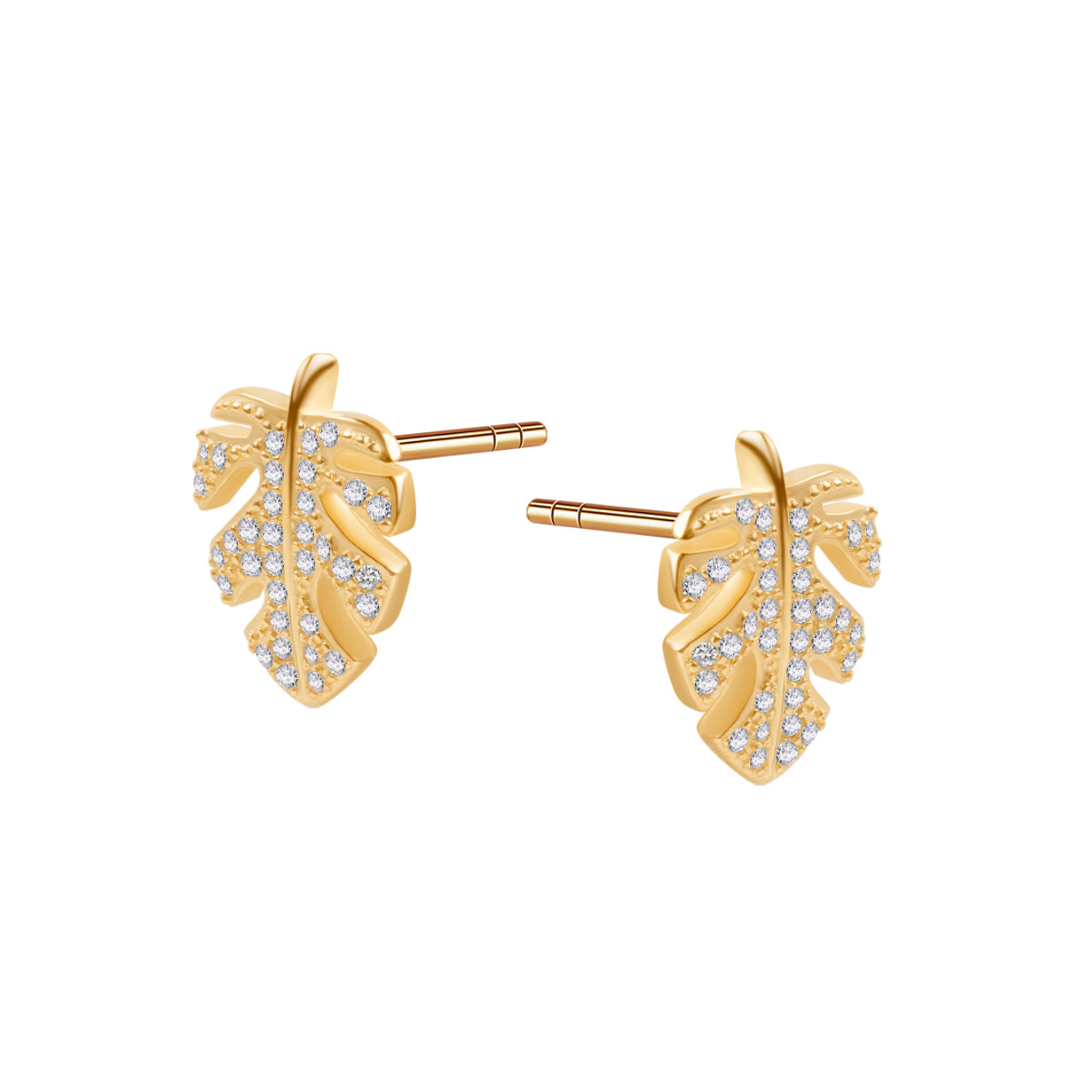 Komplet biżuterii srebrnej pozłacanej - monstera