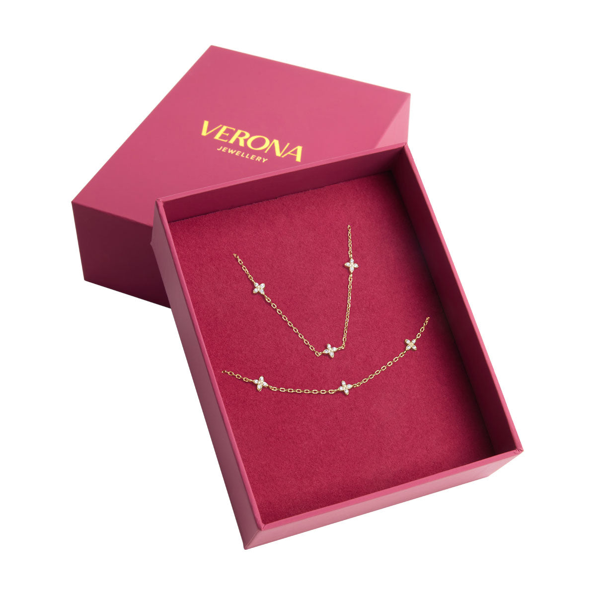 Komplet biżuterii srebrnej pozłacanej - kwiaty