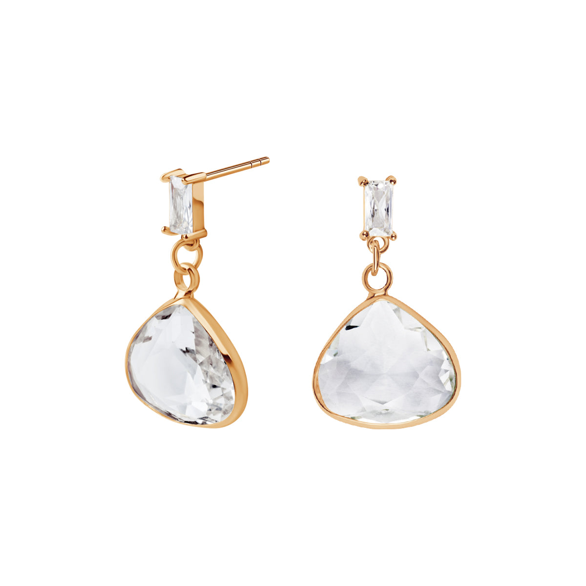 Komplet biżuterii z mosiądzu pozłacany z bezbarwnym oczkiem