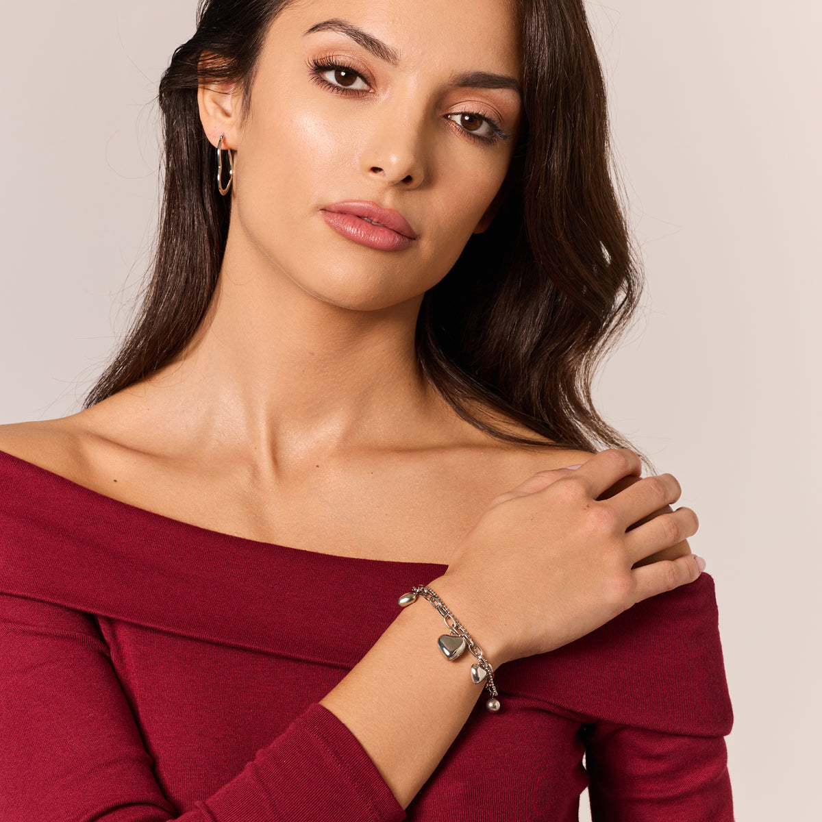 Bransoletka stalowa - serca - Moderno