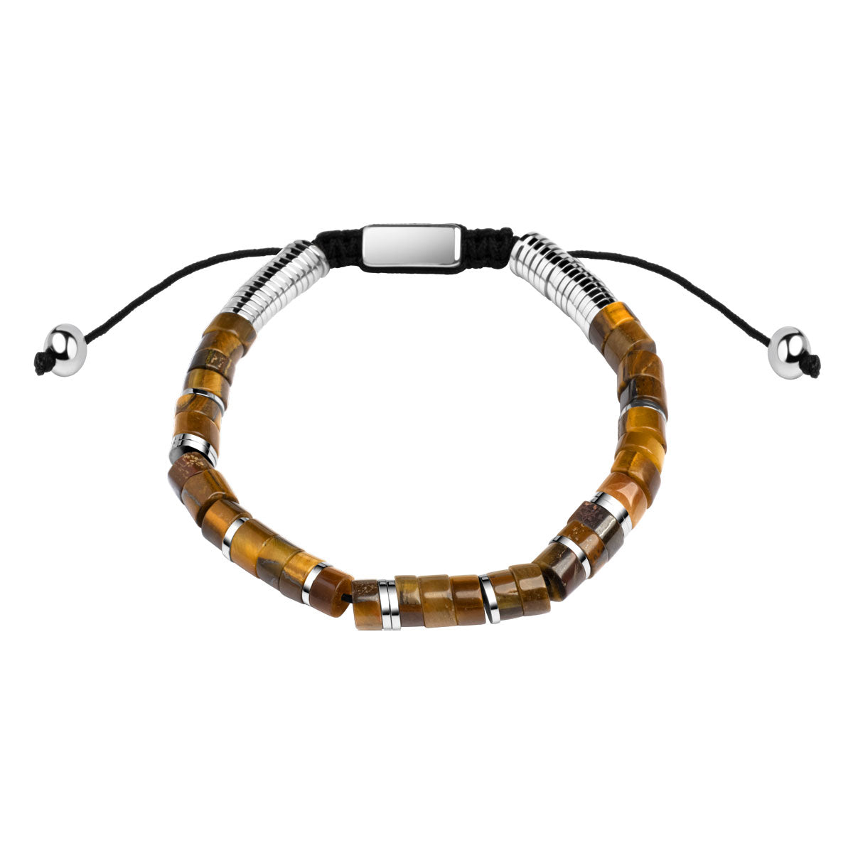 Bransoletka stalowa na sznurku z tygrysim okiem - Moderno