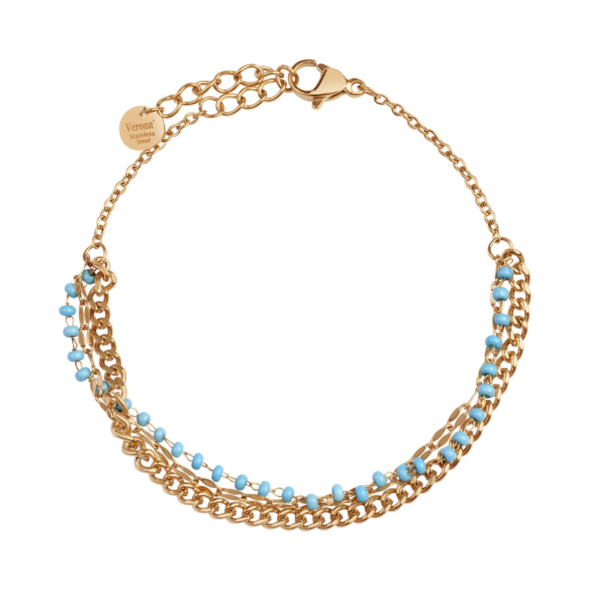 Bransoletka stalowa z niebieskim szkłem - Moderno