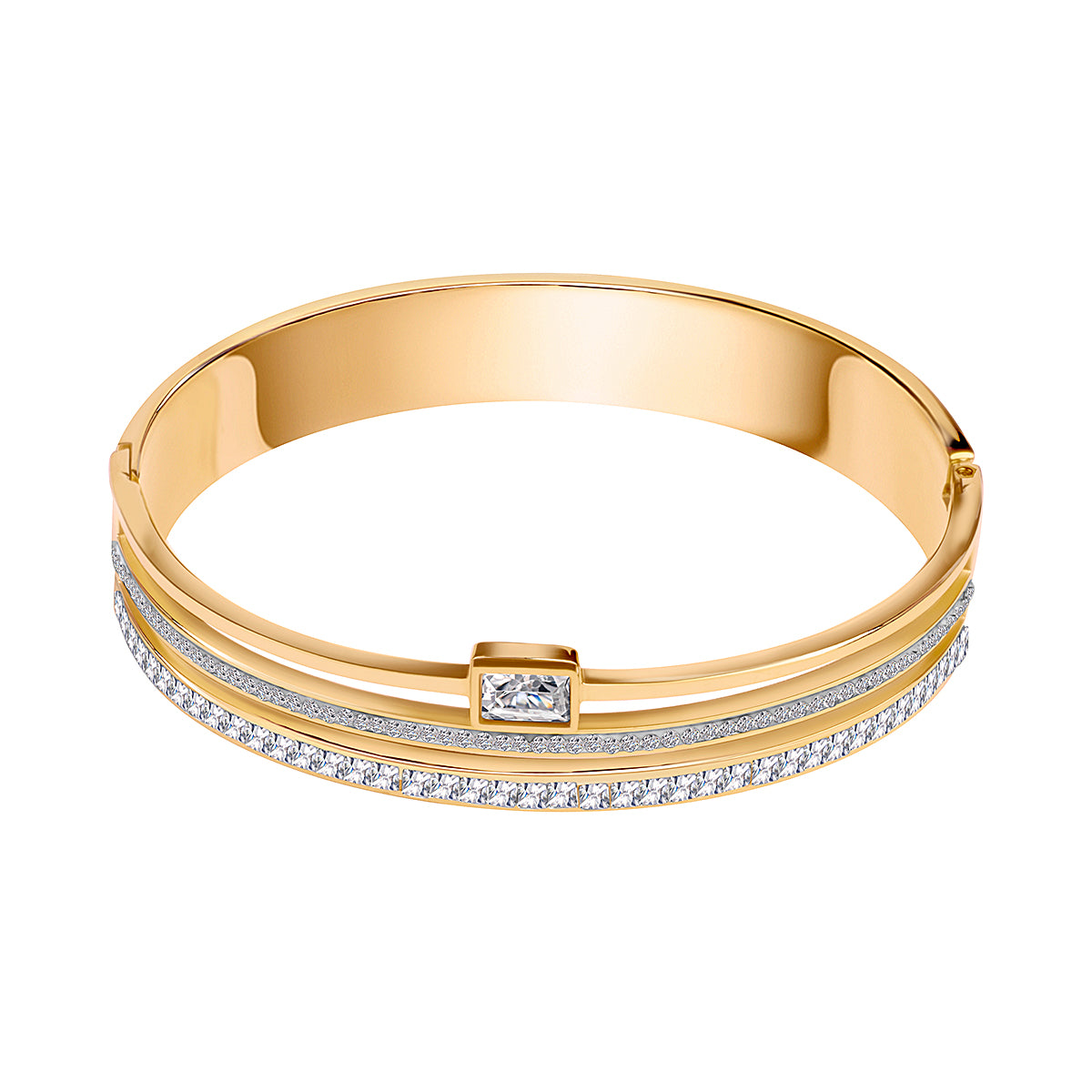 Bransoletka stalowa sztywna z cyrkoniami - Moderno