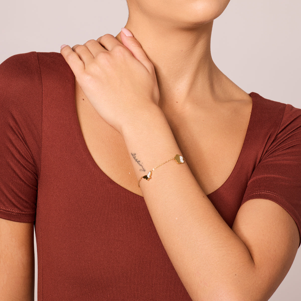 Bransoletka stalowa ze szkłem - koniczyna - Moderno