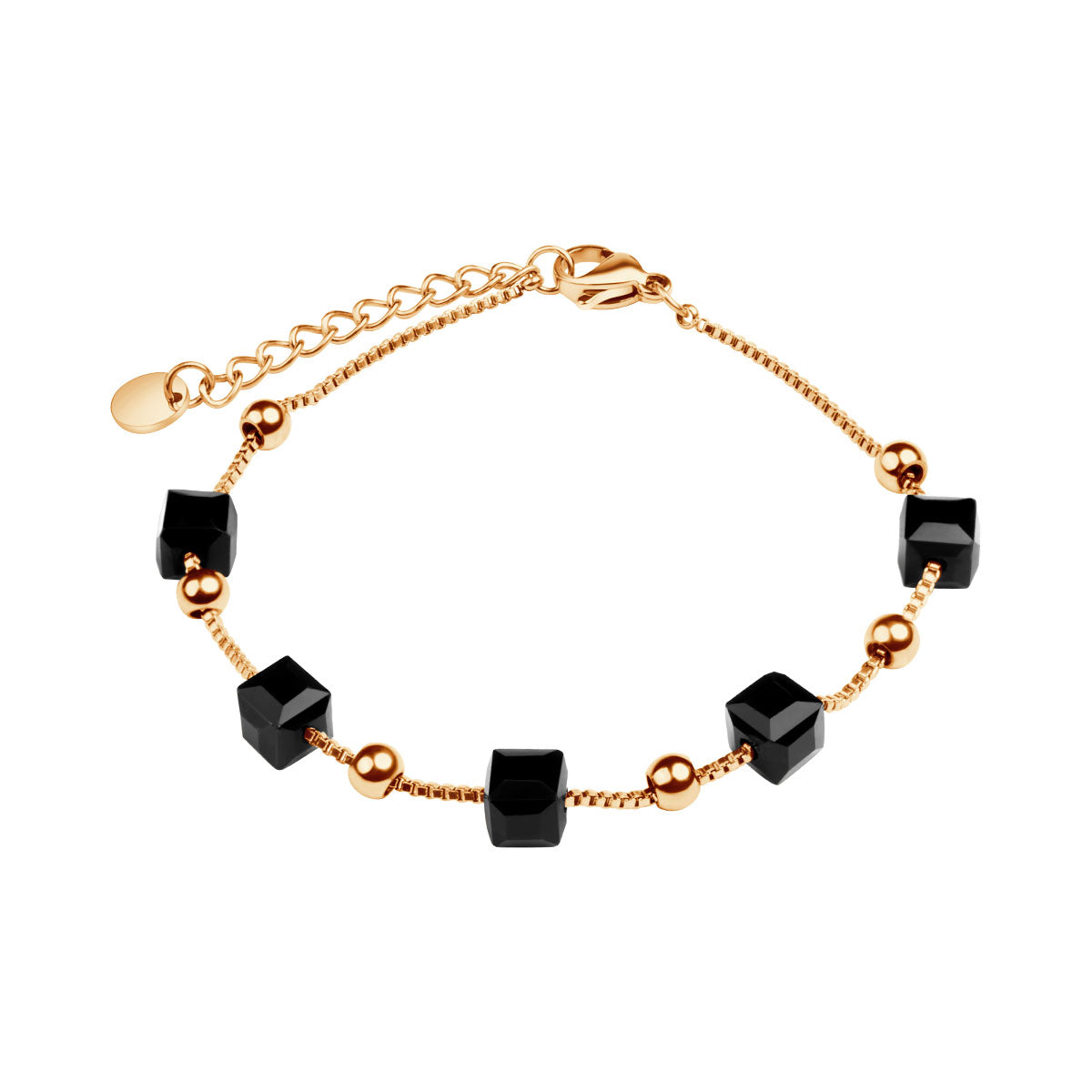 Bransoletka stalowa z czarnym szkłem - Moderno