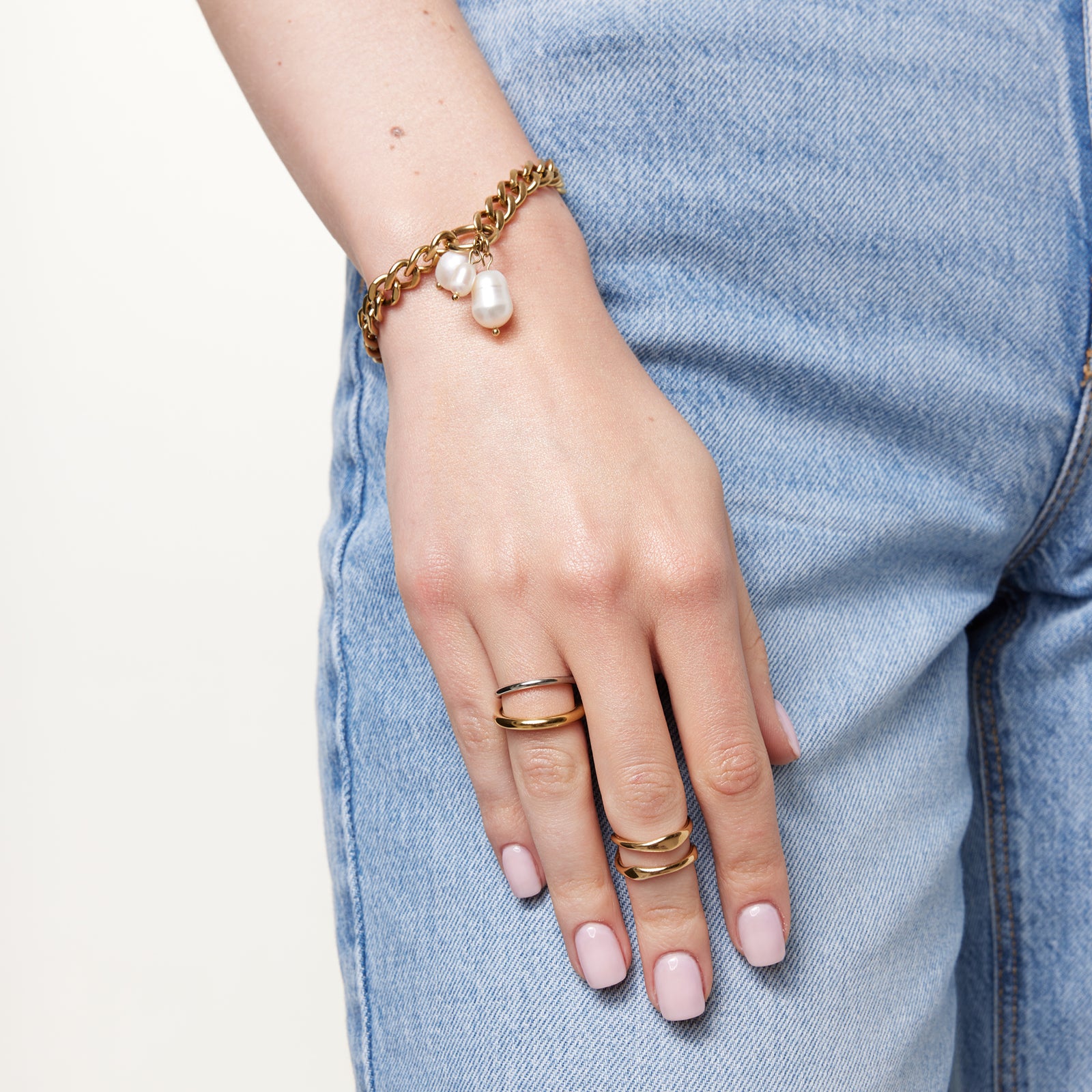 Bransoletka stalowa z perłami - Moderno