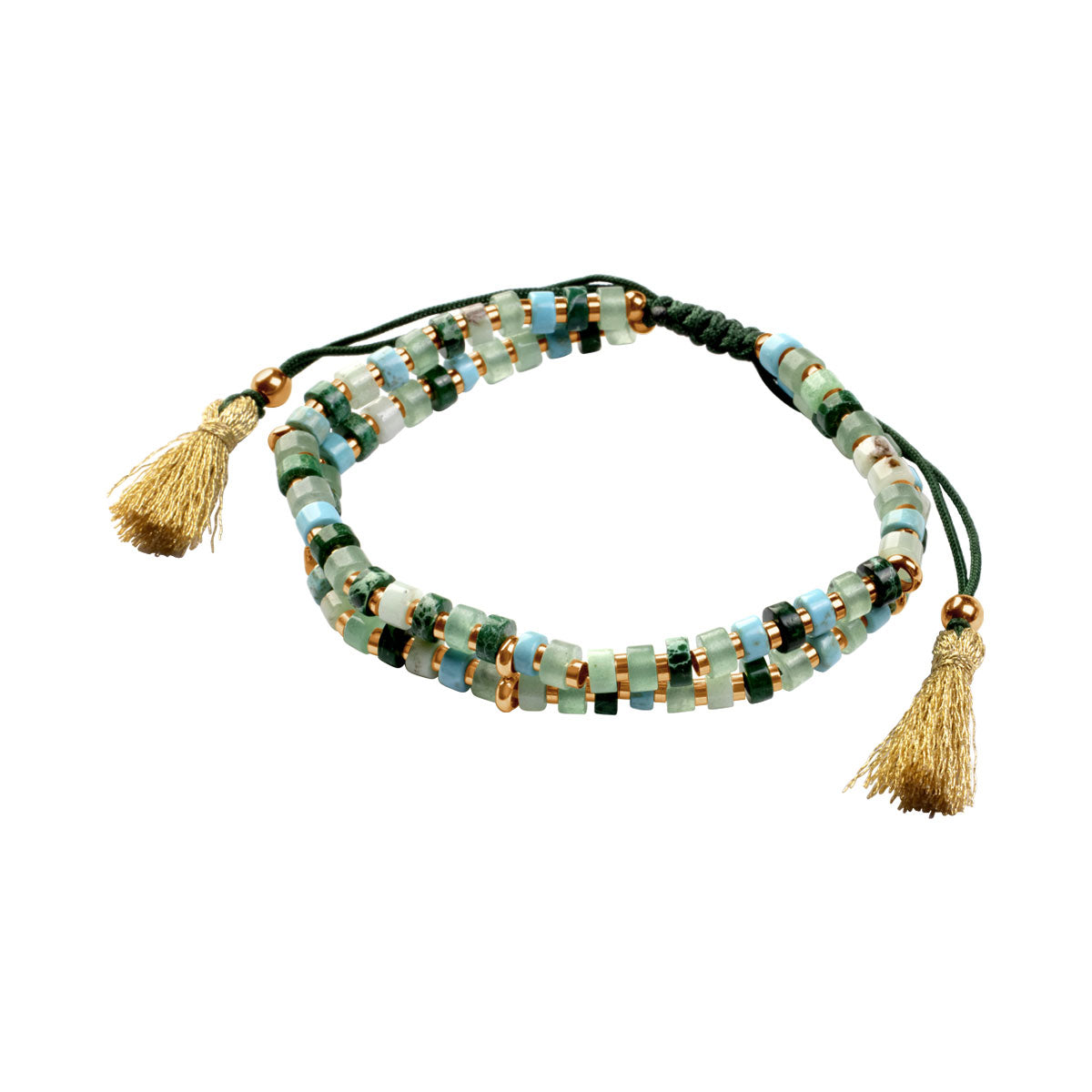 Bransoletka stalowa na rzemieniu z turkusem - Moderno