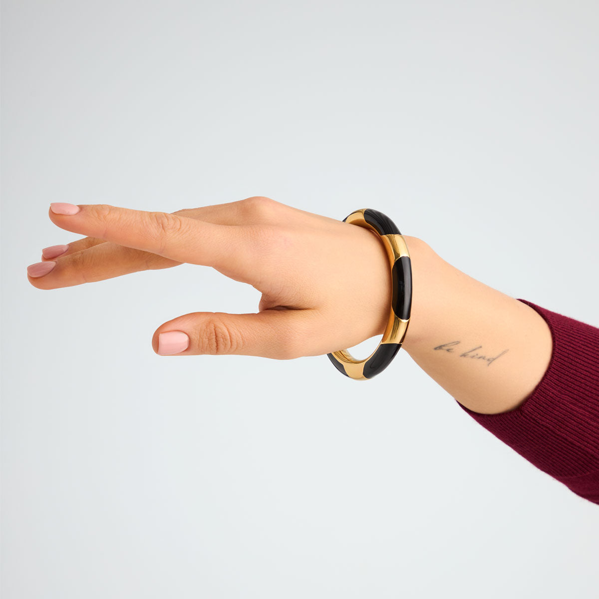 Bransoletka stalowa sztywna z czarną emalią - Moderno