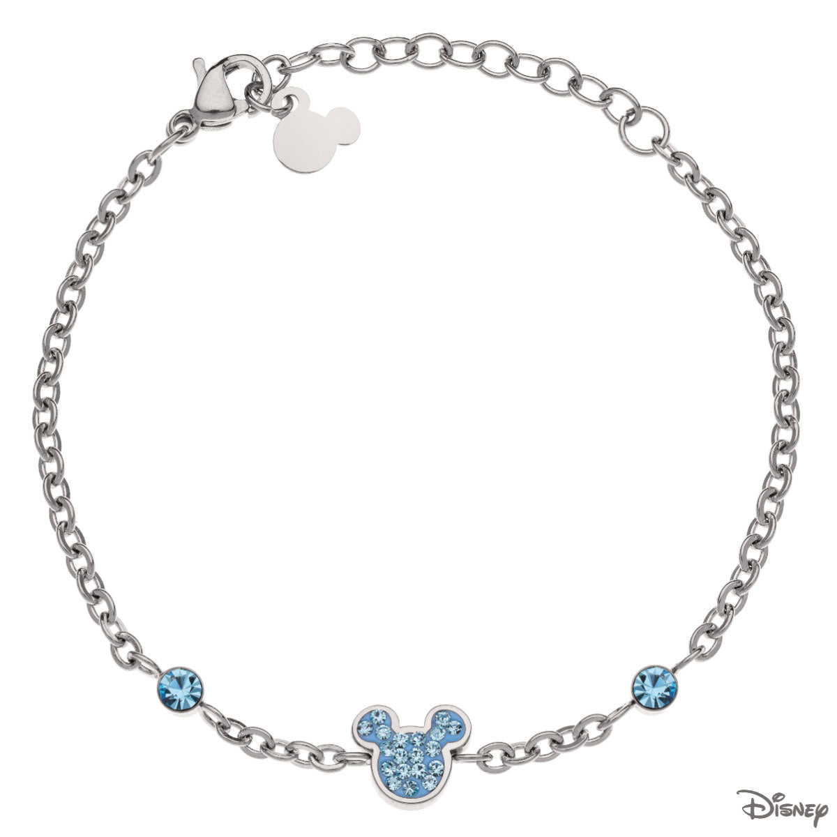 Bransoletka stalowa z niebieskimi cyrkoniami - Myszka Mickey - Disney