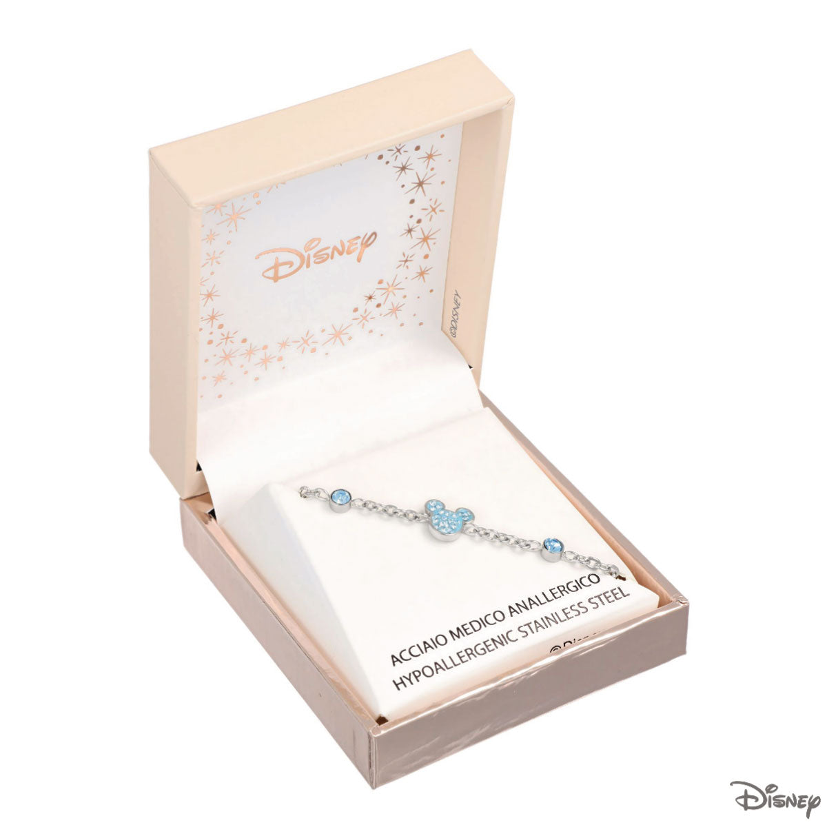 Bransoletka stalowa z niebieskimi cyrkoniami - Myszka Mickey - Disney