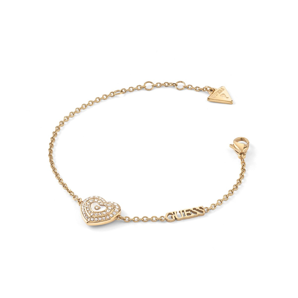 Bransoletka stalowa z cyrkoniami - serce - Guess Amami