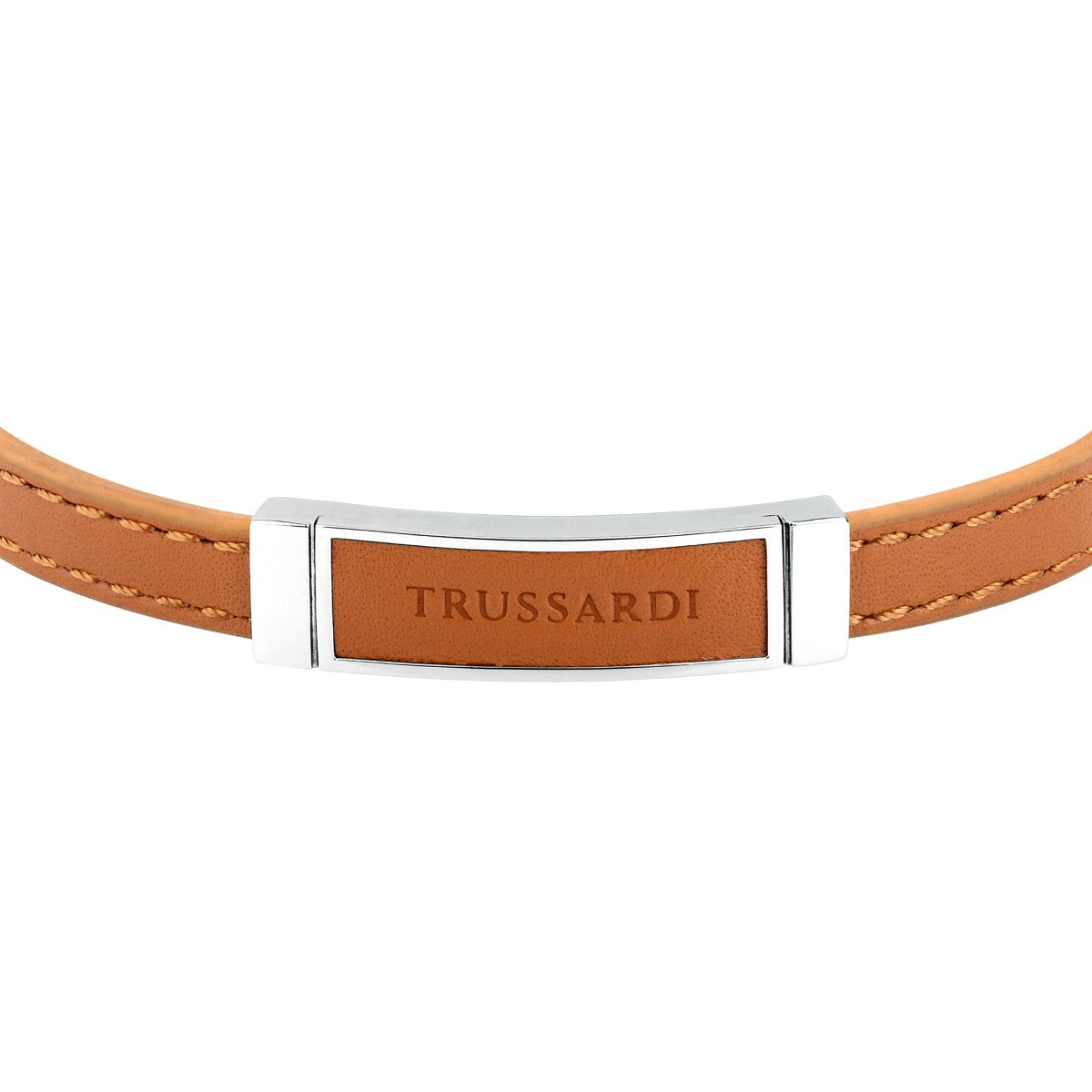 Bransoletka stalowa z pomarańczową skórą - Trussardi T-Leather