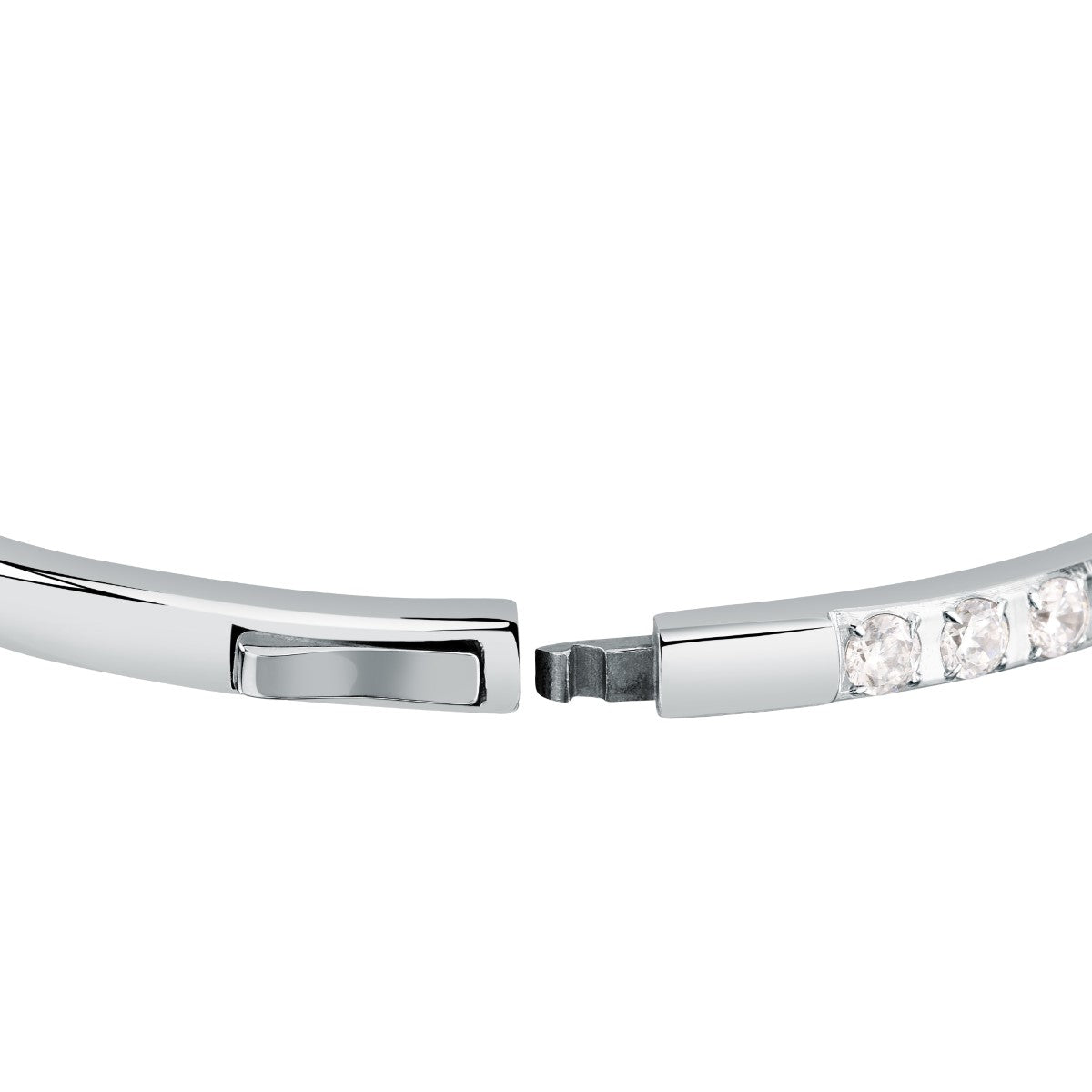 Bransoletka stalowa sztywna z cyrkoniami - Trussardi T-Logo