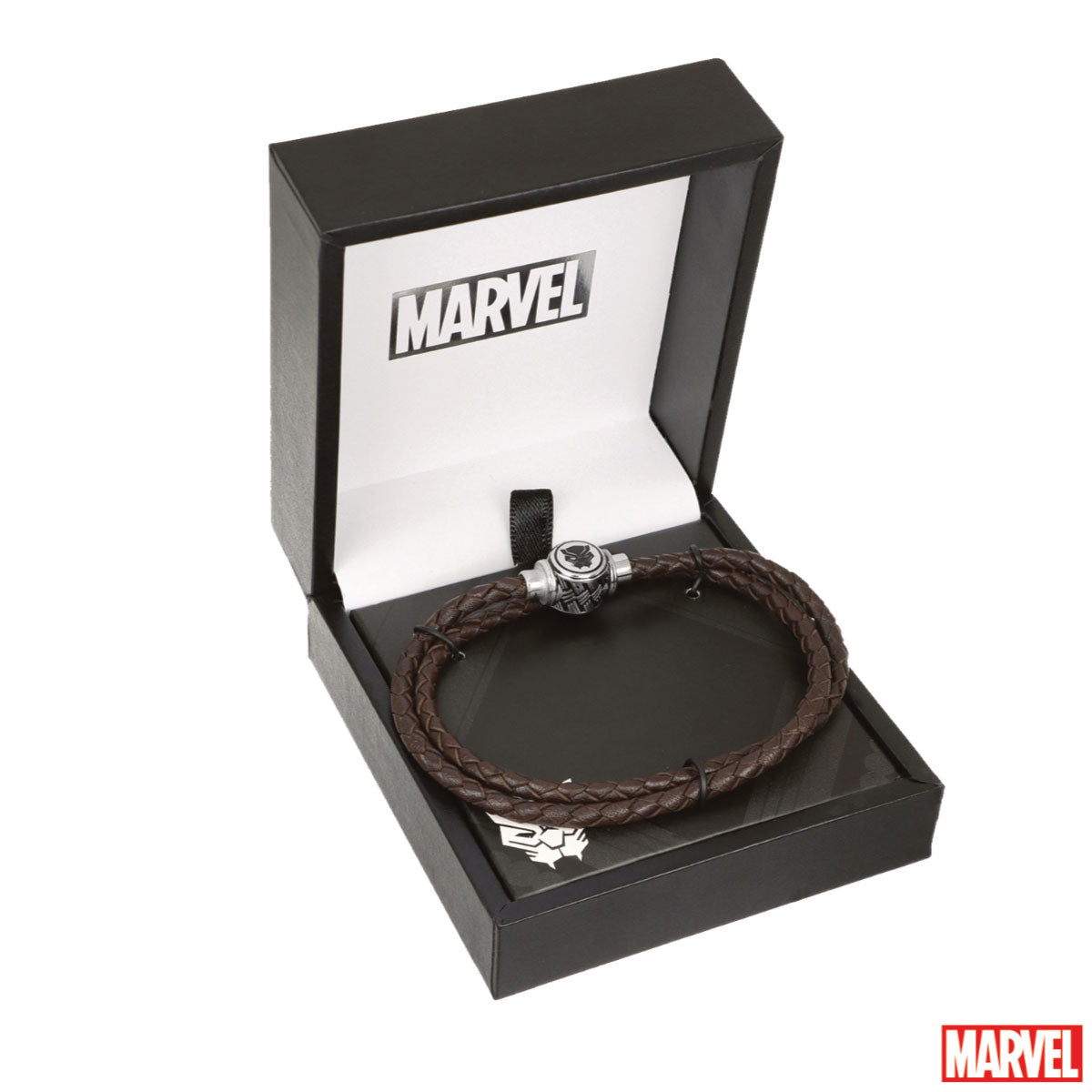 Bransoletka z czarnej skóry - Czarna Pantera - Marvel