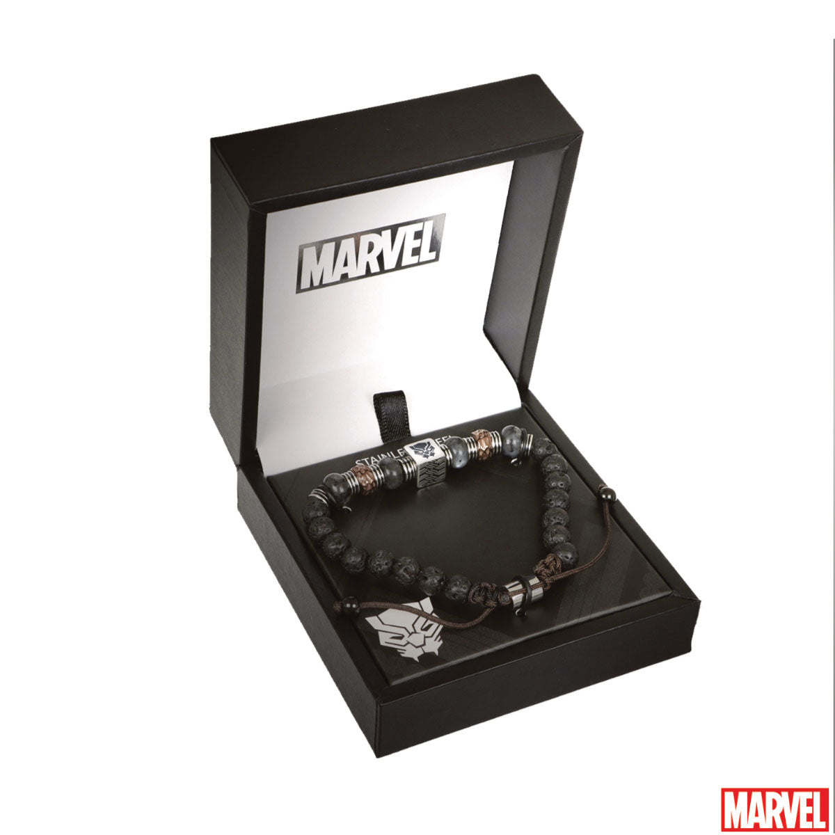 Bransoletka stalowa z lawą - Czarna Pantera - Marvel