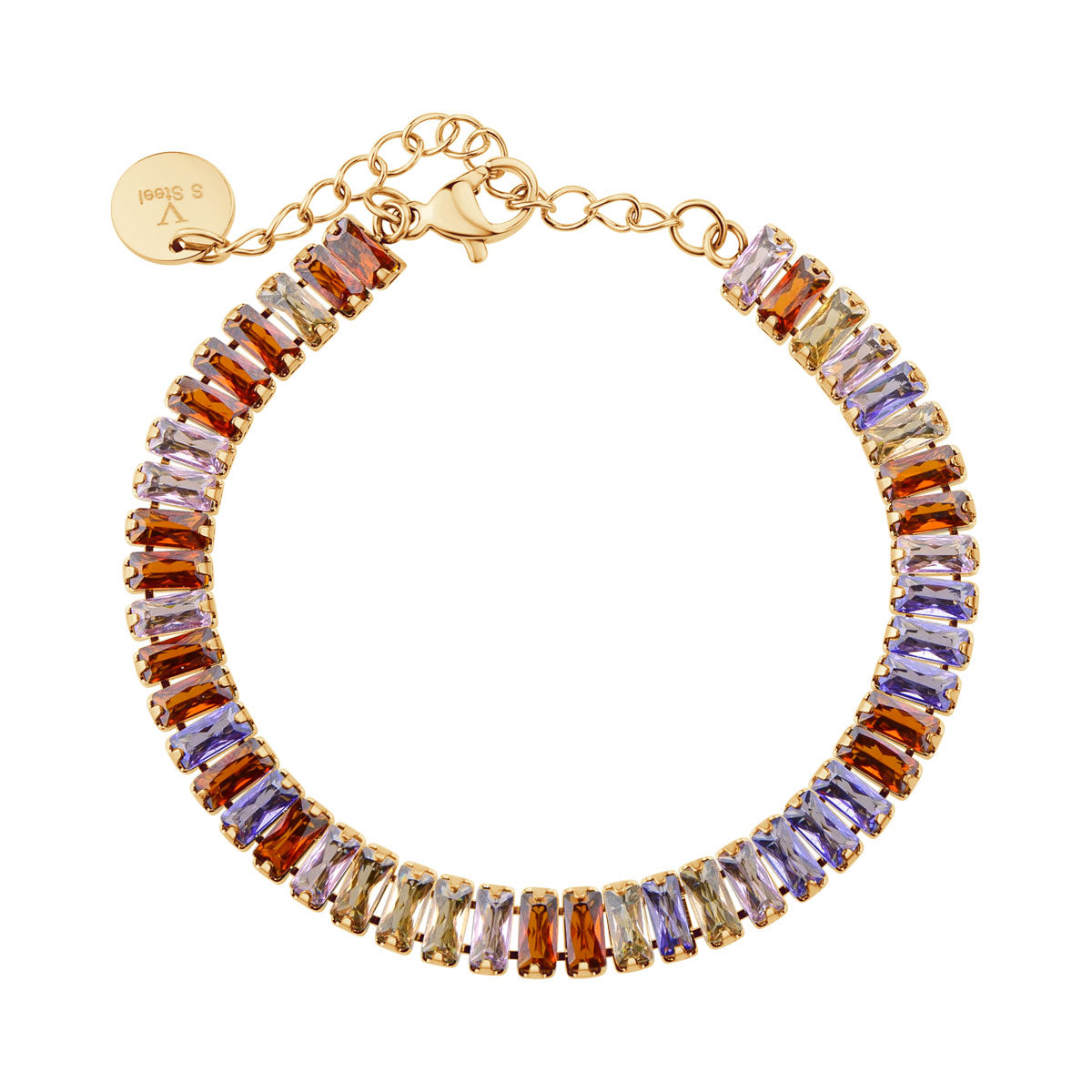 Bransoletka tenisowa stalowa z kolorowymi cyrkoniami - Moderno