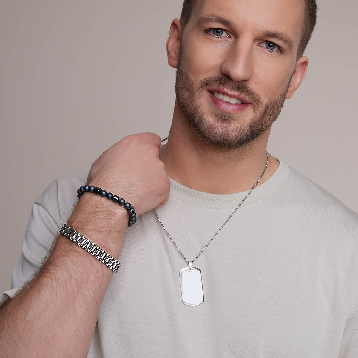 Bransoletka z hematytu - kulki - Grafito