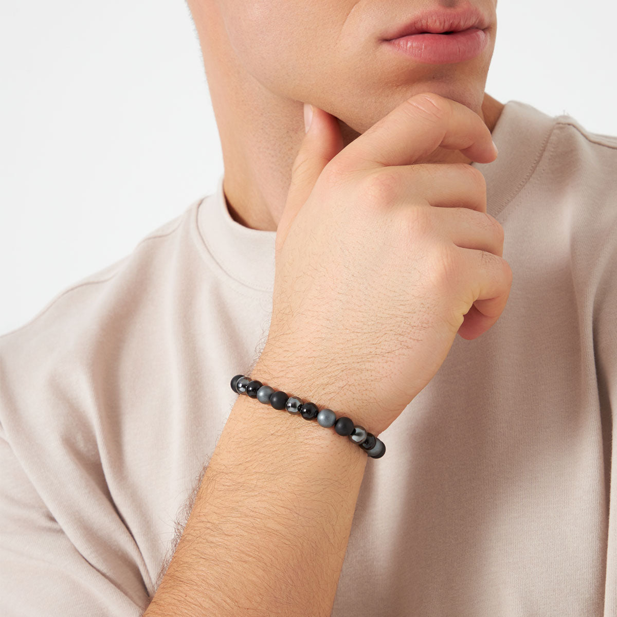 Bransoletka z hematytu i onyksu - Grafito