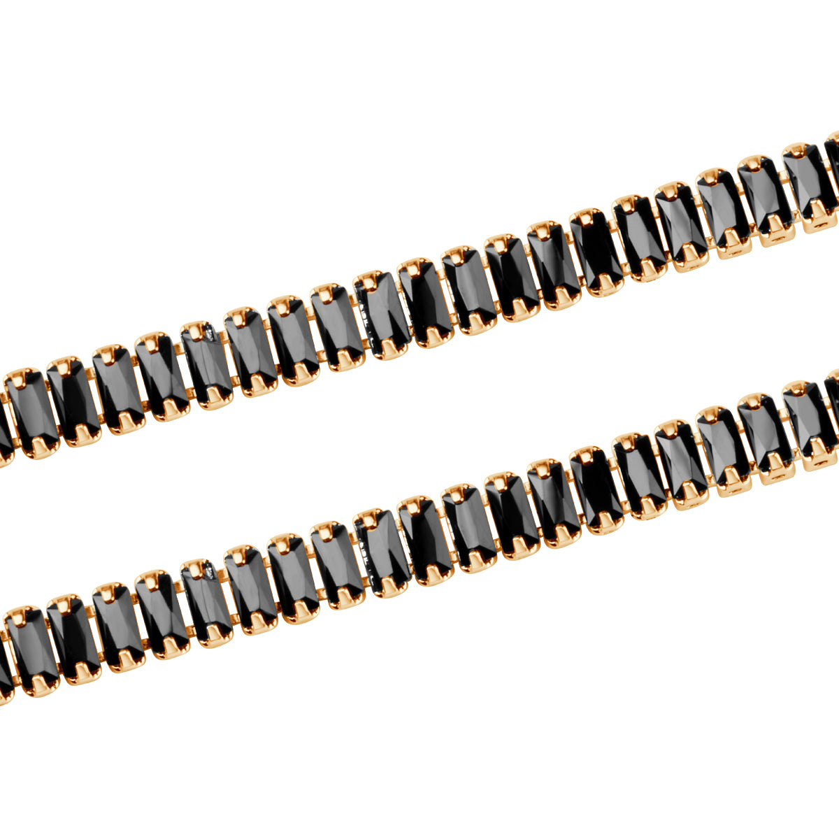 Bransoletka z mosiądzu pozłacana z czarnymi cyrkoniami - Moderno