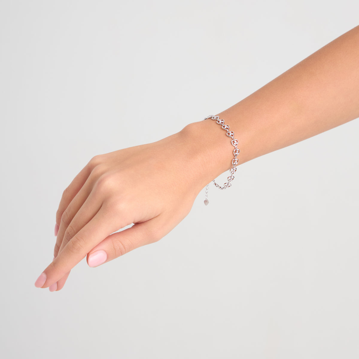 Bransoletka srebrna z cyrkoniami - serca