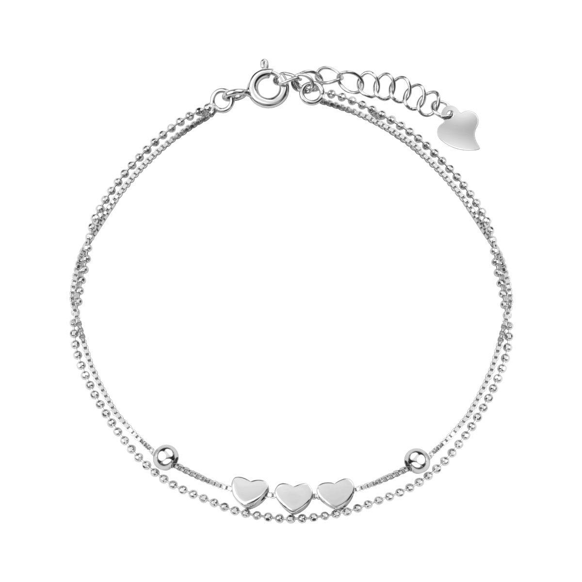 Bransoletka srebrna - serca - Bambini