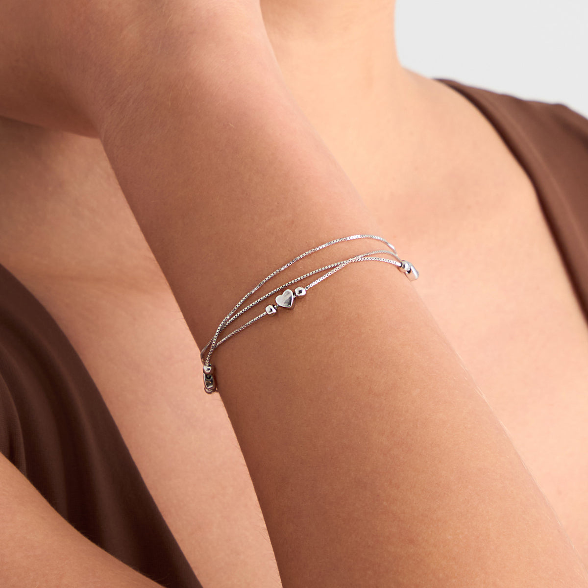 Bransoletka srebrna - serca - Bambini