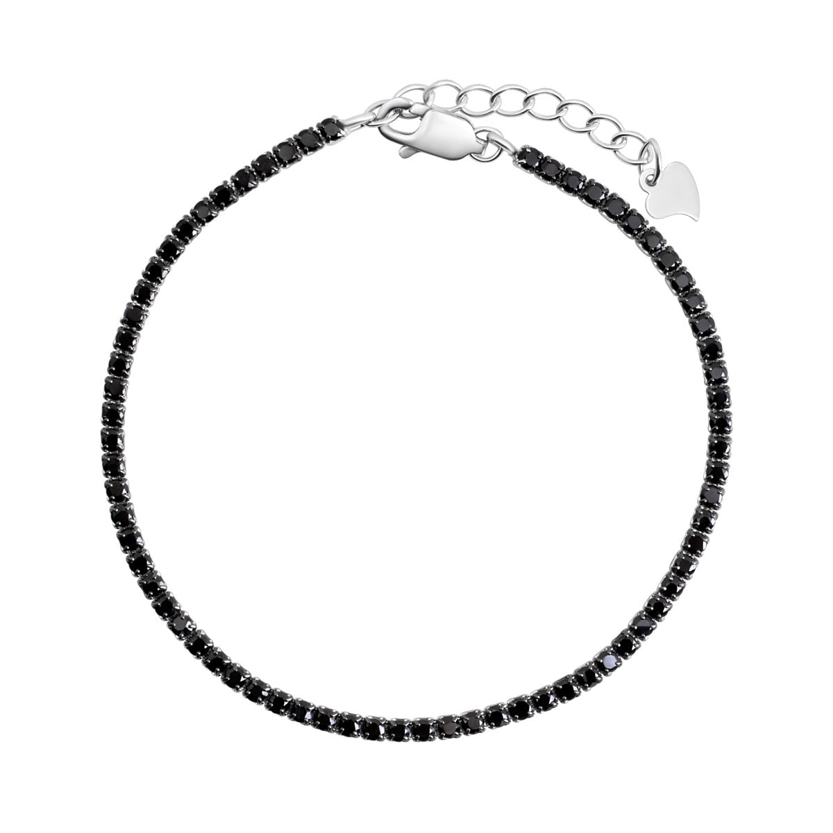 Bransoletka tenisowa srebrna z czarnymi cyrkoniami - Evento - Verona