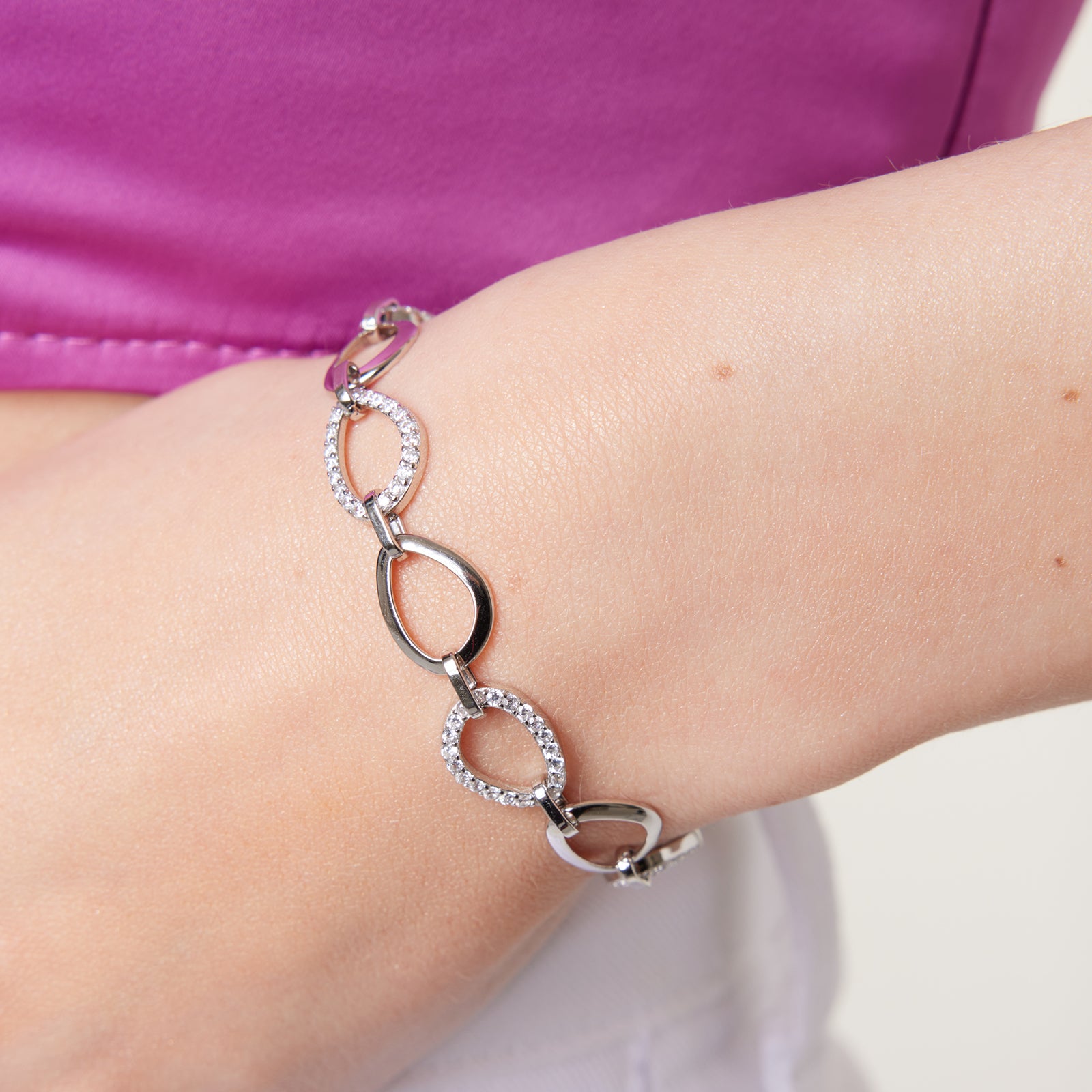 Bransoletka srebrna z cyrkoniami - Verona