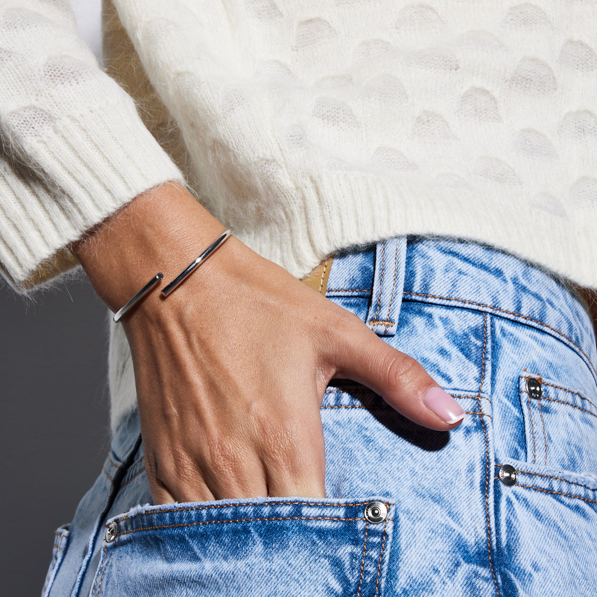 Bransoletka srebrna sztywna - Senza