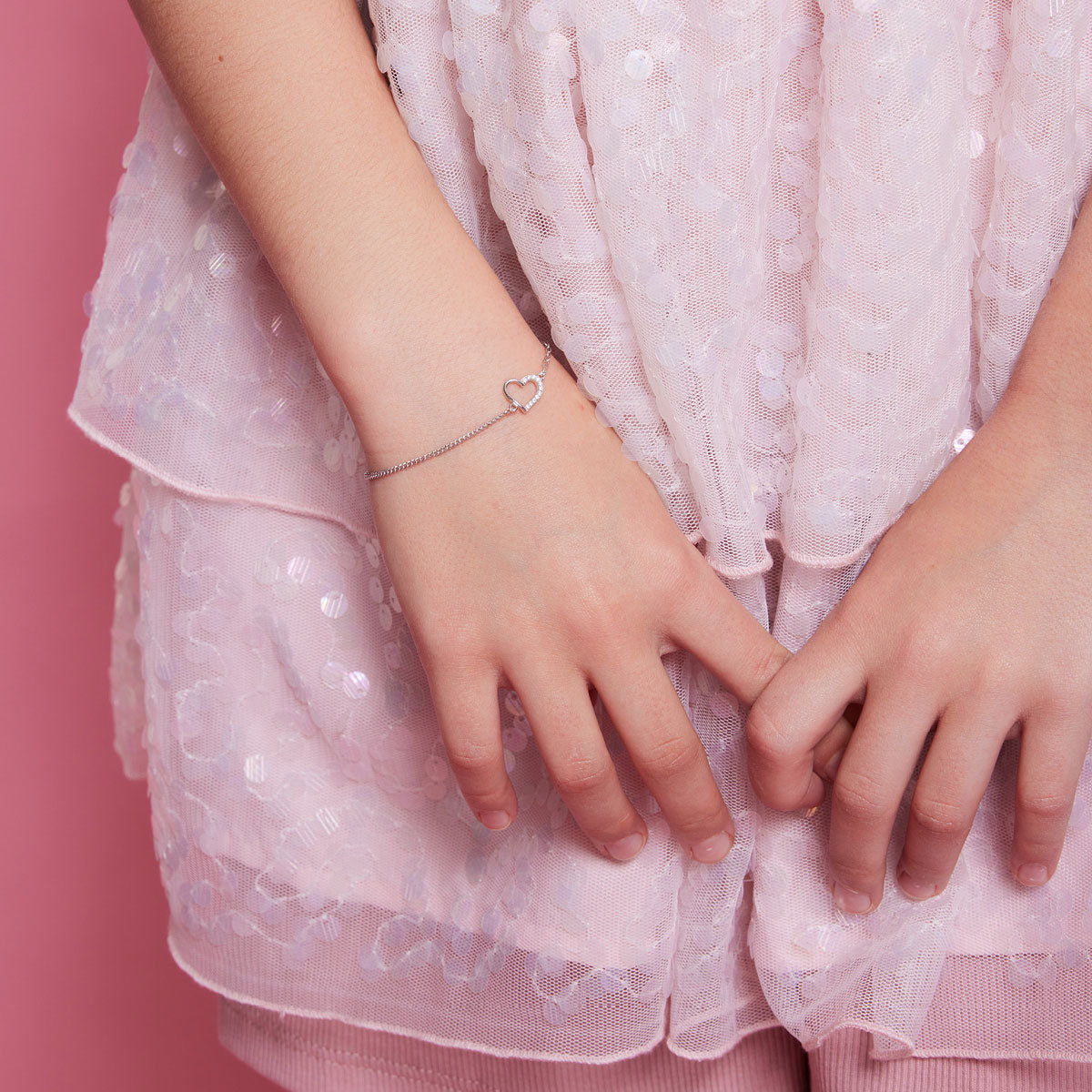 Bransoletka srebrna z cyrkoniami - serce