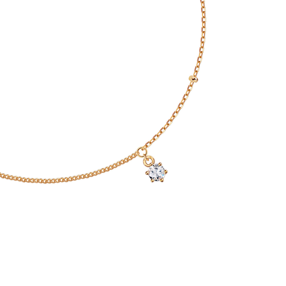 Bransoletka na nogę srebrna pozłacana z cyrkonią