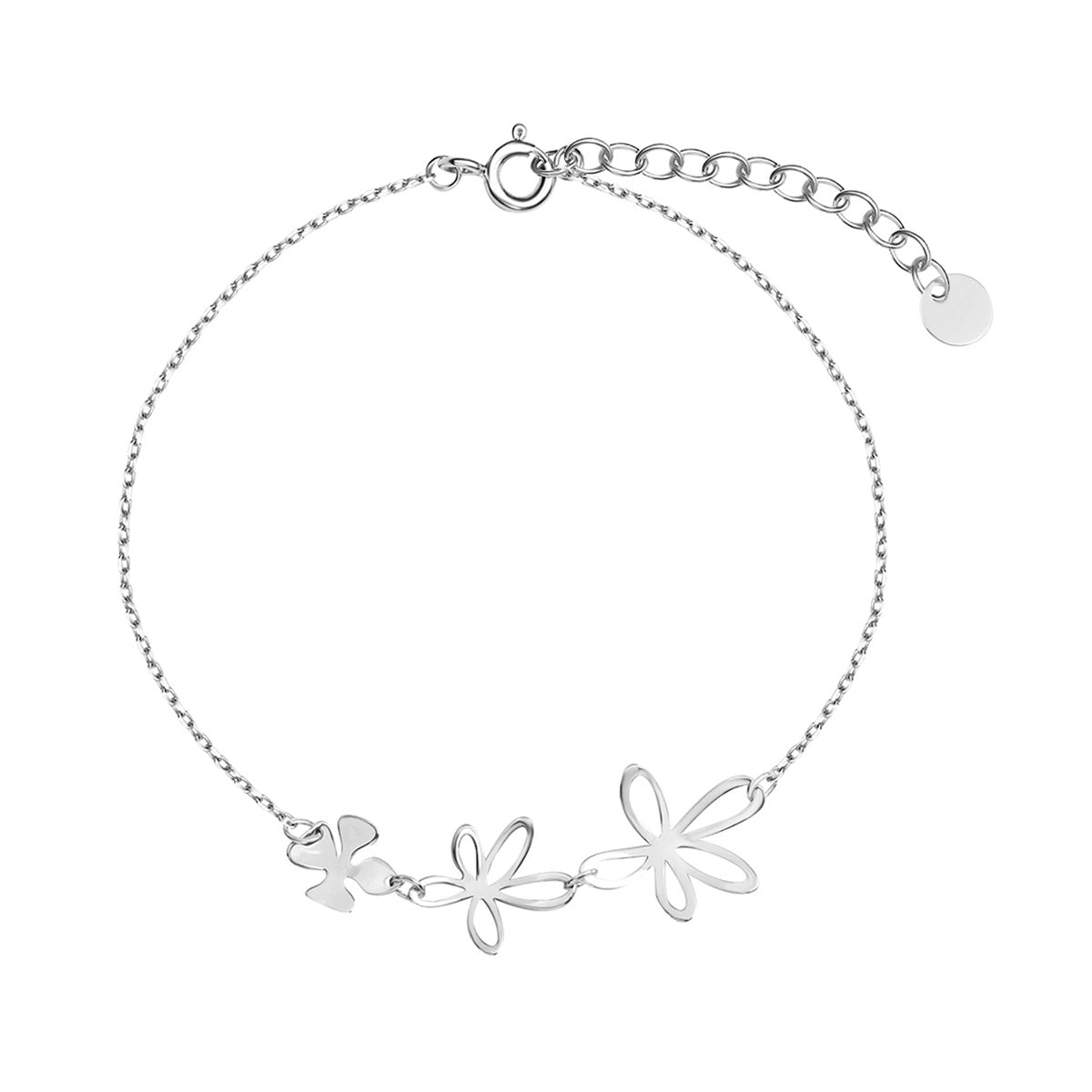 Bransoletka srebrna - kwiaty - Natura