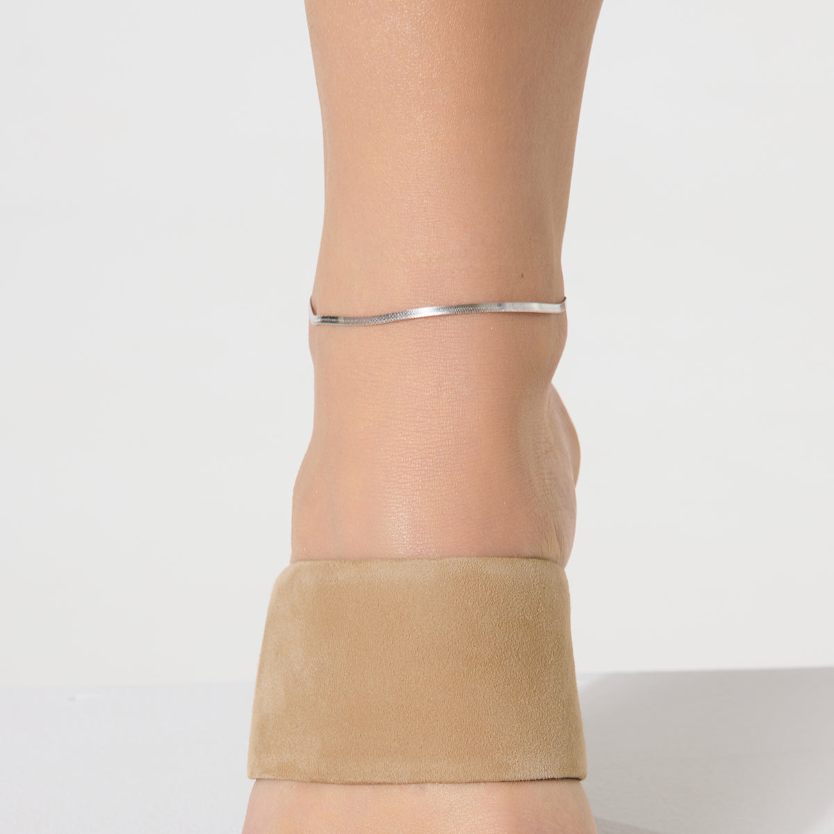 Bransoletka na nogę srebrna - żmijka