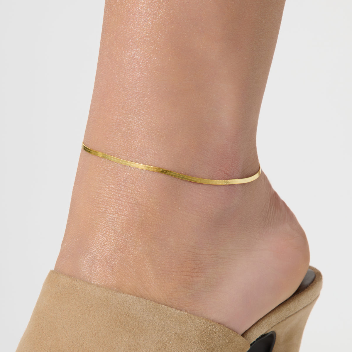 Bransoletka na nogę srebrna pozłacana - żmijka