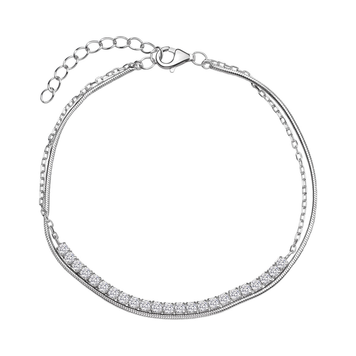 Bransoletka tenisowa srebrna z cyrkoniami