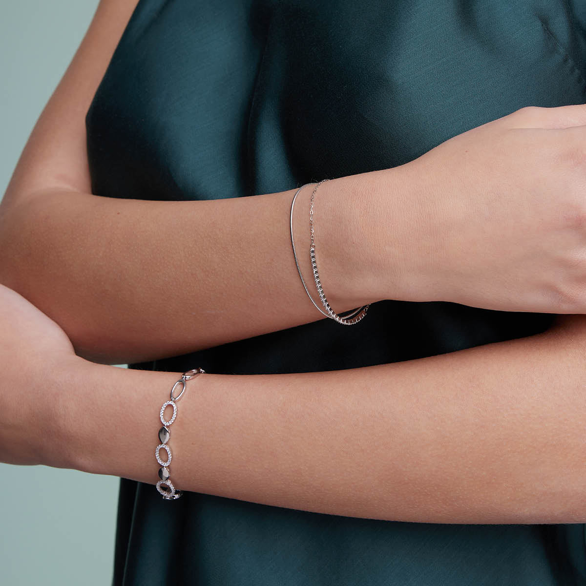 Bransoletka tenisowa srebrna z cyrkoniami