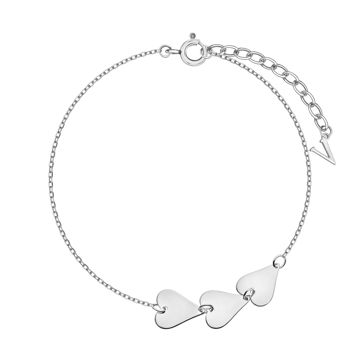 Bransoletka srebrna - serca