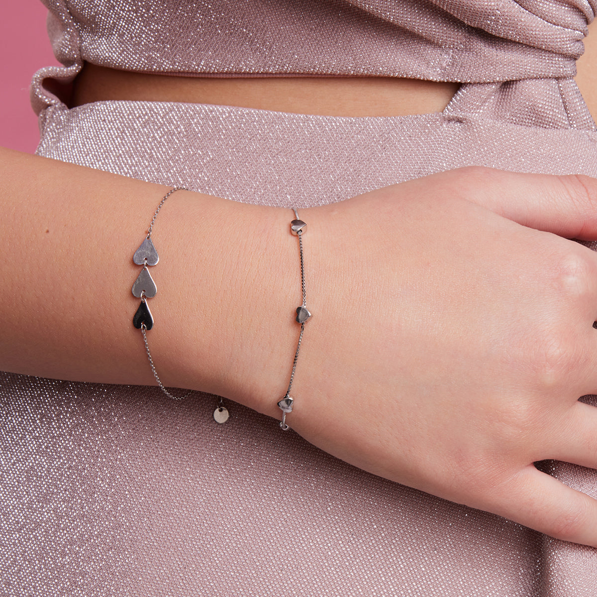 Bransoletka srebrna - serca