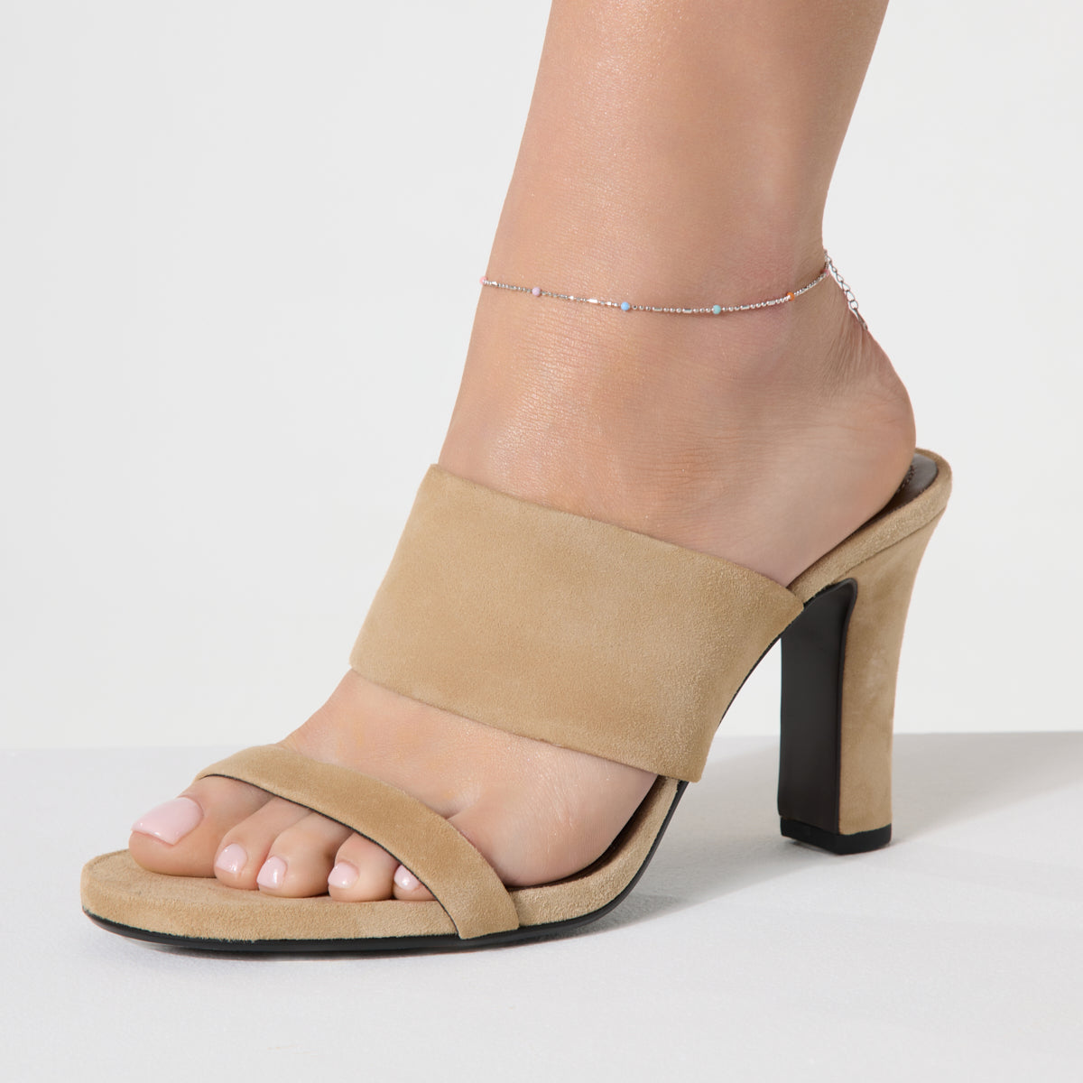 Bransoletka na nogę srebrna z kolorową emalią - kulki - Colore