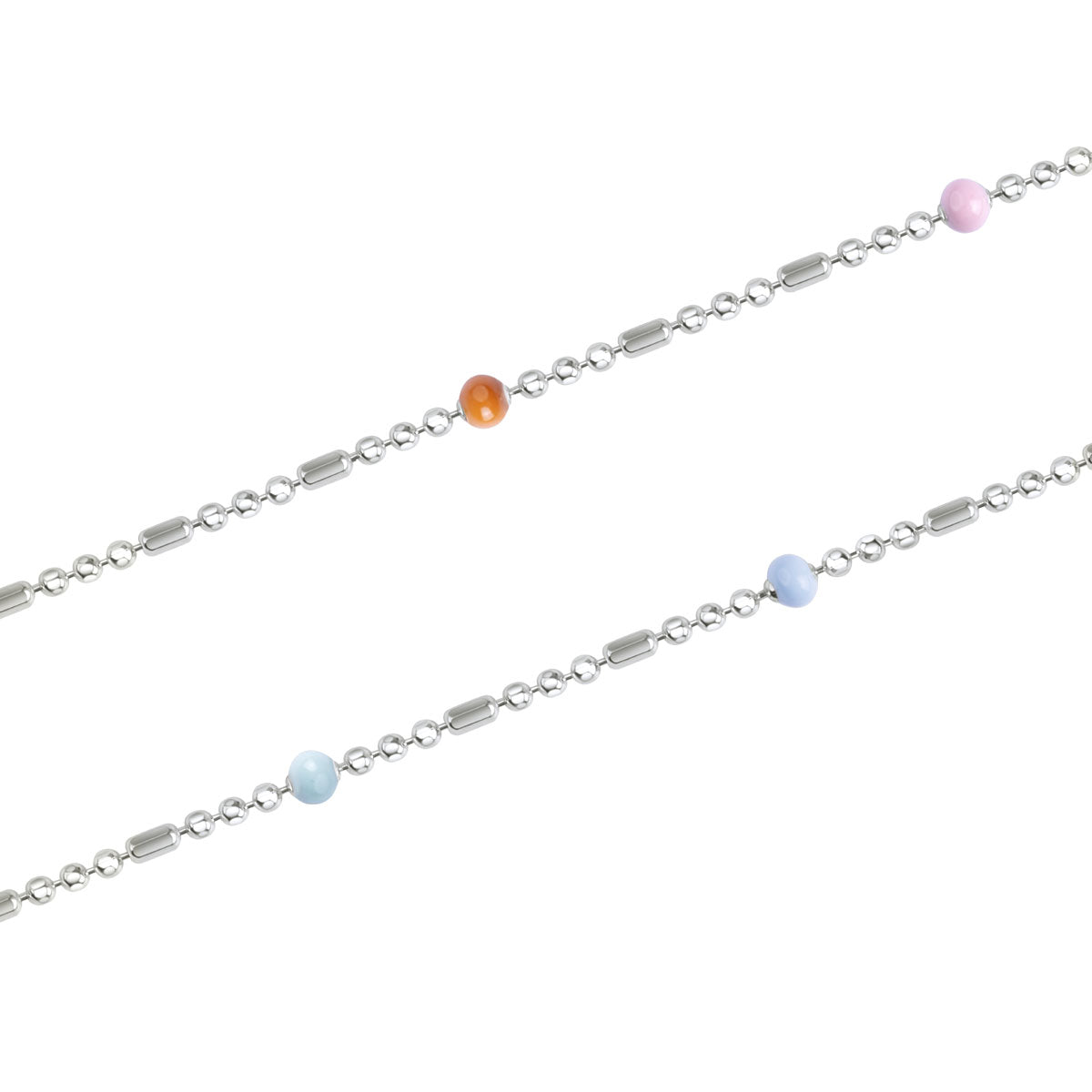 Bransoletka na nogę srebrna z kolorową emalią - kulki - Colore