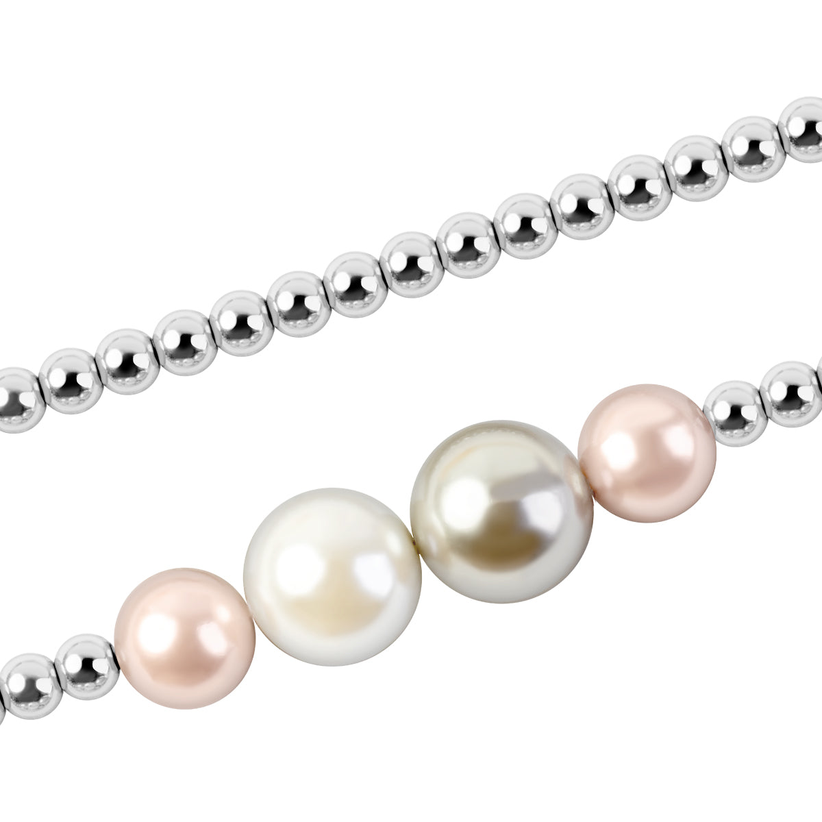 Bransoletka srebrna z kolorowymi muszlami i hematytem - kulki - Grafito