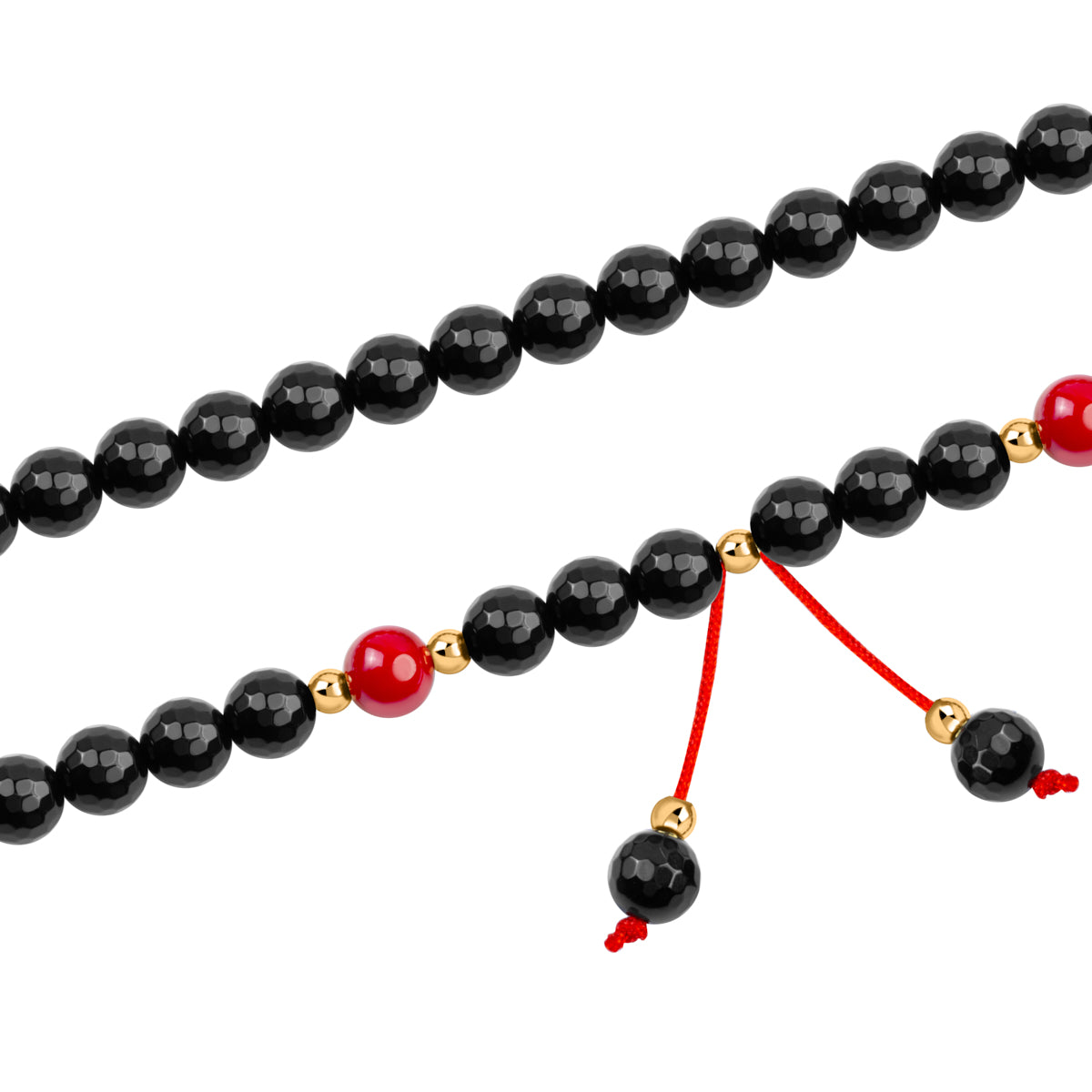 Bransoletka srebrna pozłacana z onyksem oraz muszlą