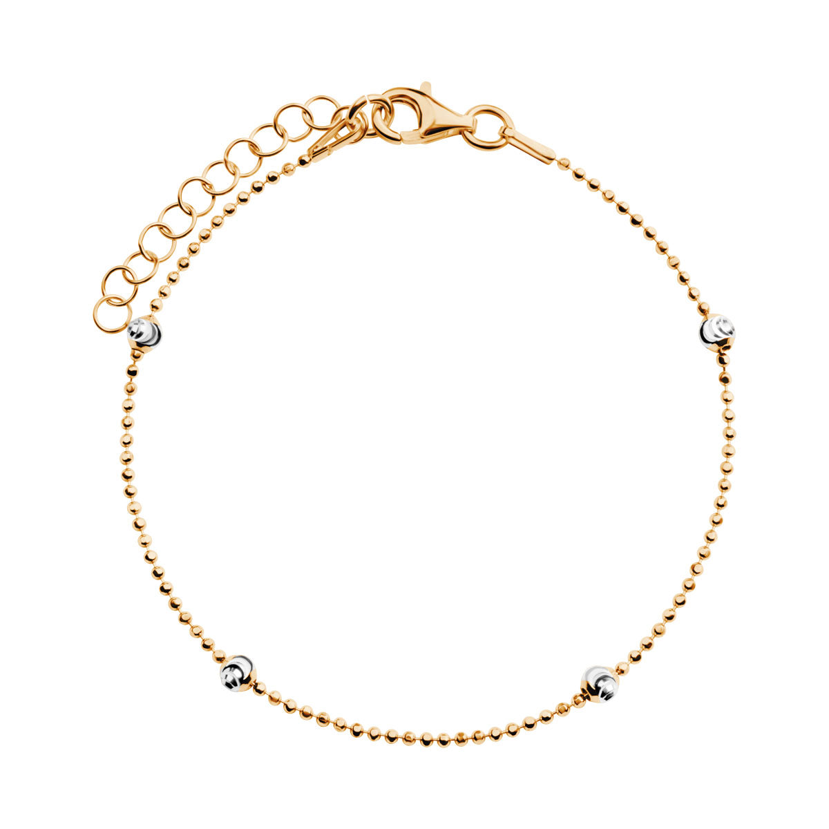 Bransoletka srebrna pozłacana - kulki - Verona